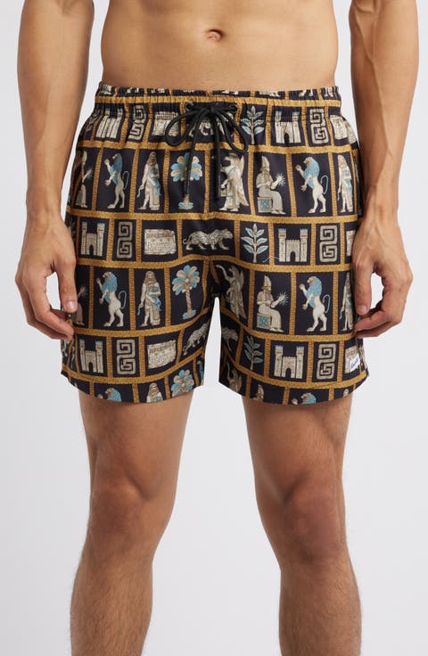 Mesopotamia Premium Mid Length Swim Trunks