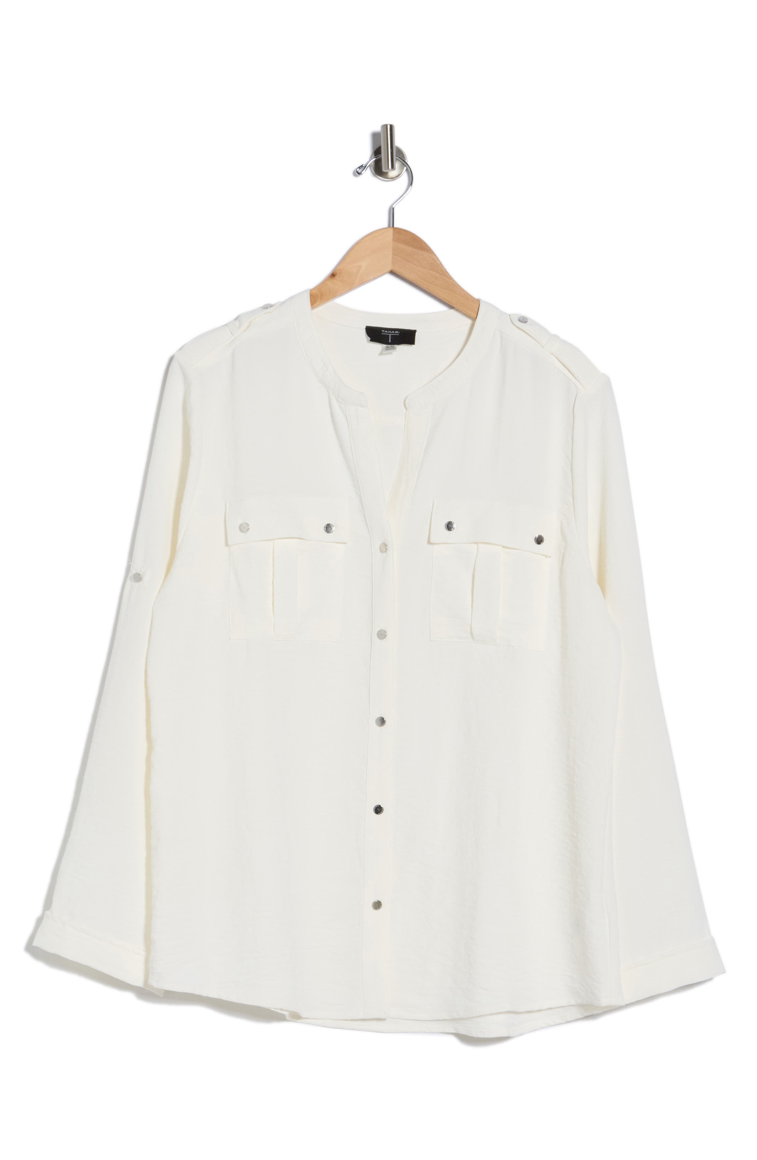 T Tahari Roll Tab Snap-Up Shirt