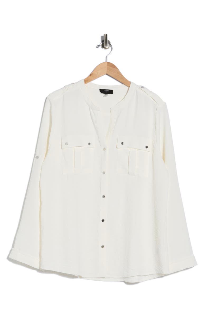 T Tahari Roll Tab Snap-Up Shirt, Main, color, Ivory
