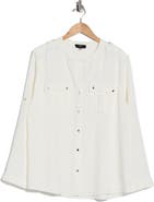 T Tahari Roll Tab Snap-Up Shirt
