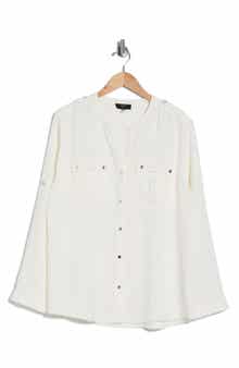 T Tahari Roll Tab Snap-Up Shirt