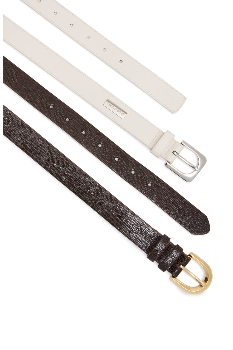 Set of 2 Faux Leather Belts, Alternate, color, CHOCOLATE-BONE