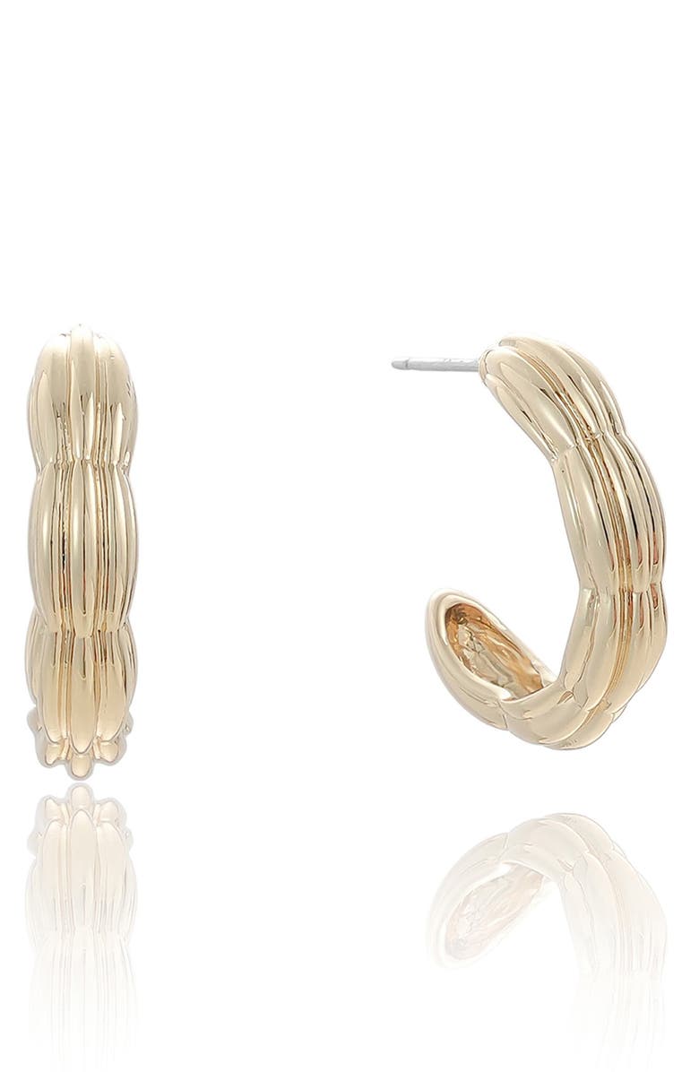 Ettika Ridge Hoop Earrings, Main, color, Gold