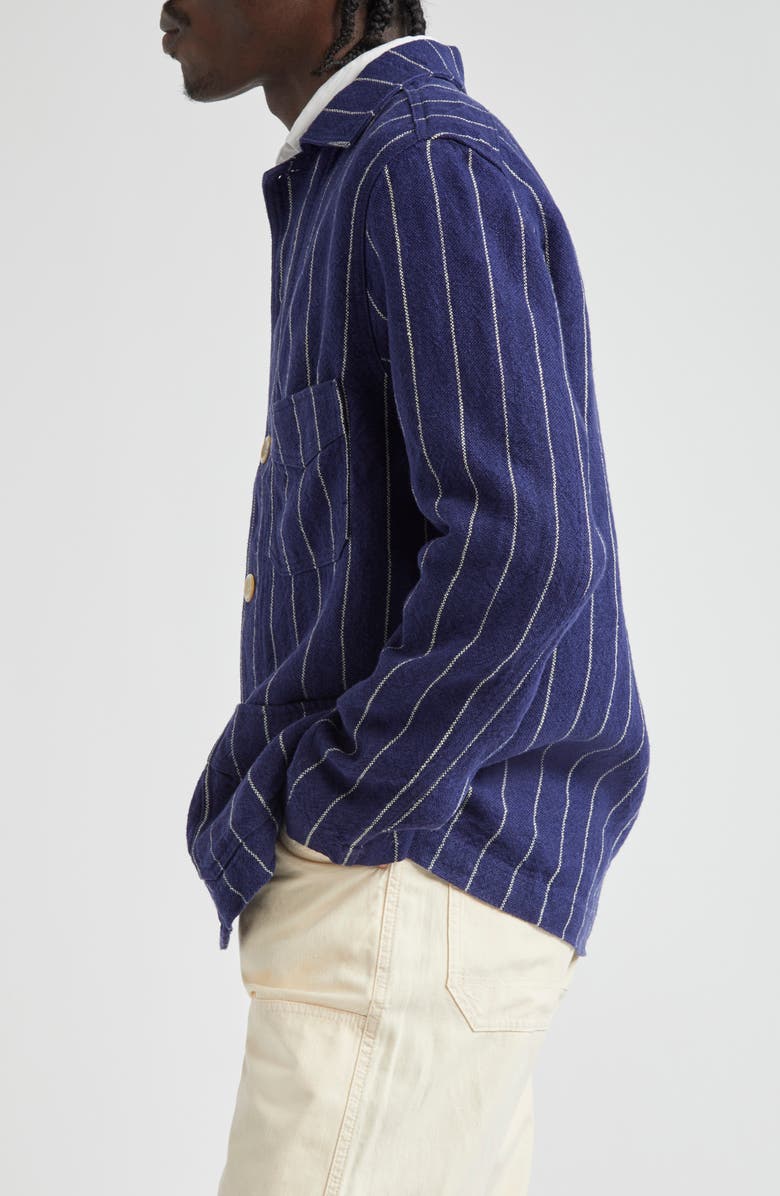 Drake's Pinstripe Linen Chore Jacket, Alternate, color,