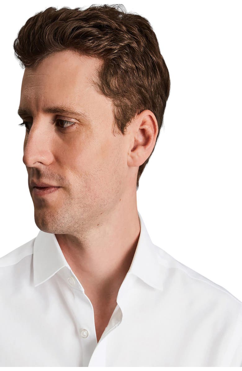Charles Tyrwhitt Non-Iron Twill Extreme Cutaway Slim Fit Single Cuff, Alternate, color, White