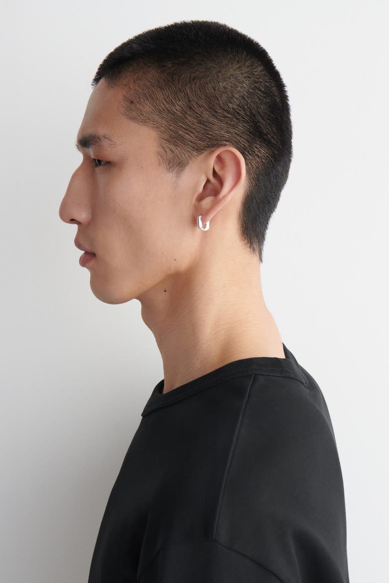 Link Hoop Earrings, Alternate, color, SILVER
