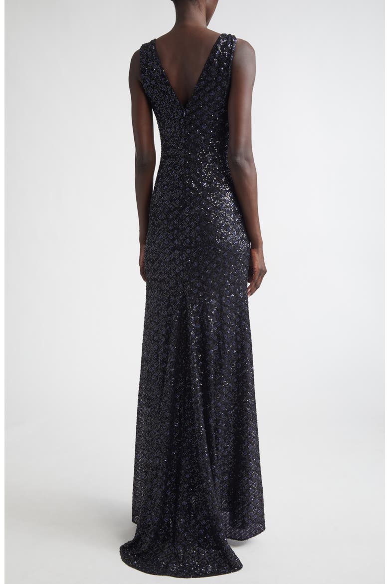 Sequin Embroidered Tulle Gown, Alternate, color, MIDNIGHT