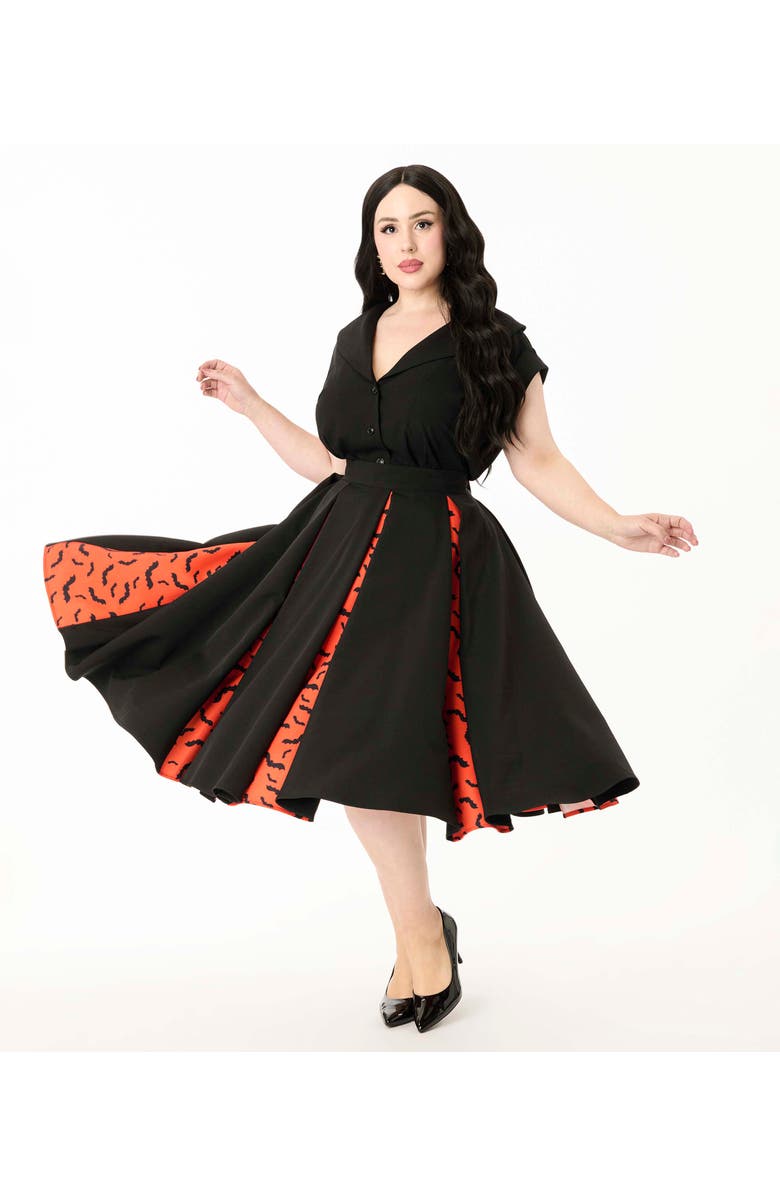 Unique Vintage Plus Size Pleated Swing Skirt, Main, color, Black