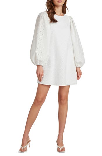 Matty M . Brooke Long Sleeve Dress In White