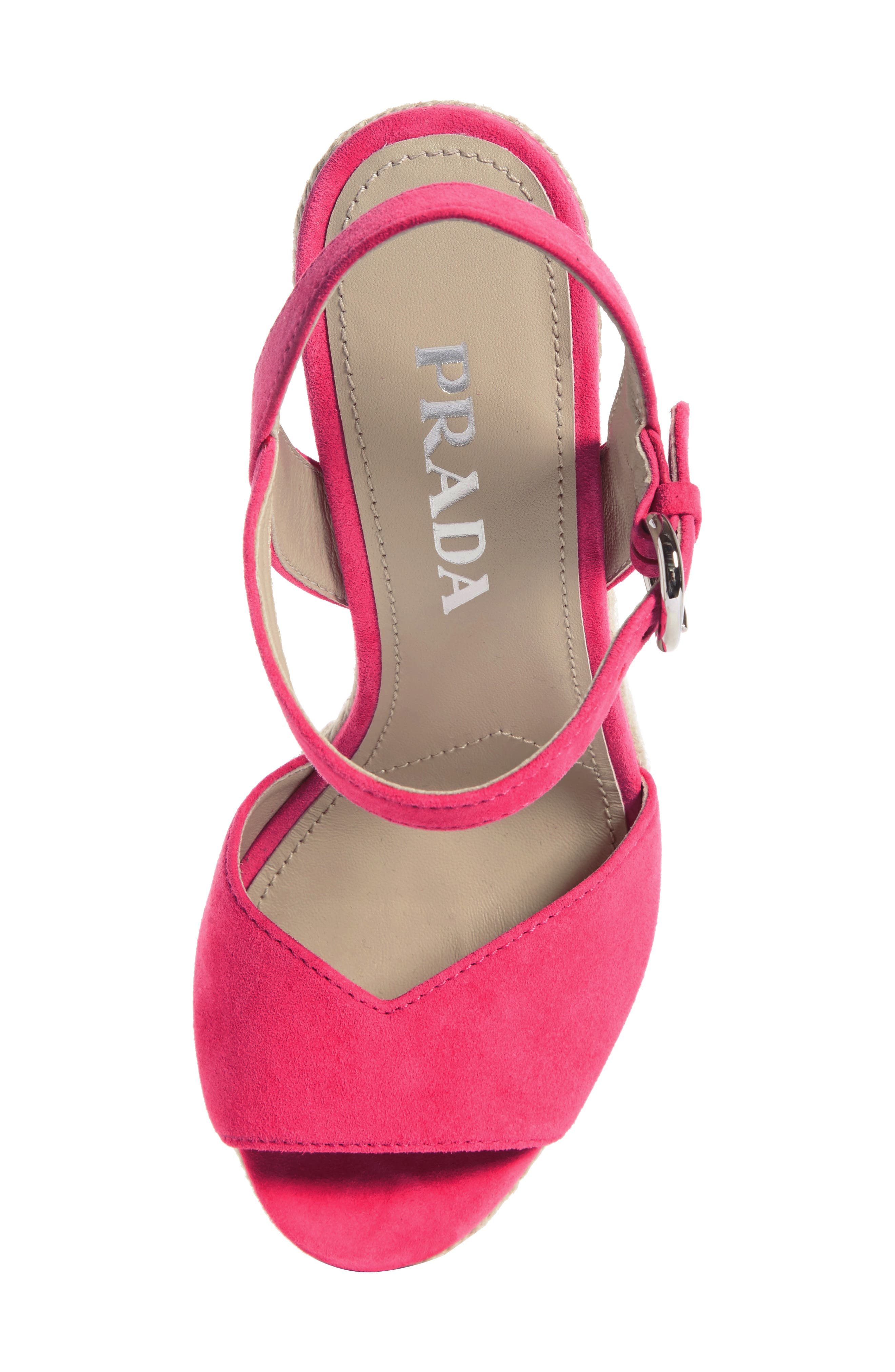 Raffia Wedge Sandal, Alternate, color, PINK SUEDE