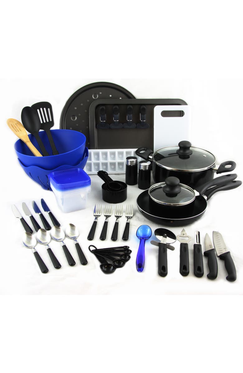 Gibson Total Kitchen 59 Piece Combo Set, Main, color, Black