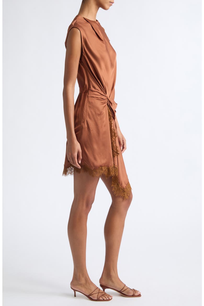 Dion Lace-Trimmed Satin Sleeveless Dress, Alternate, color, LIGHT CHESTNUT/ LIGHT CHESTNUT