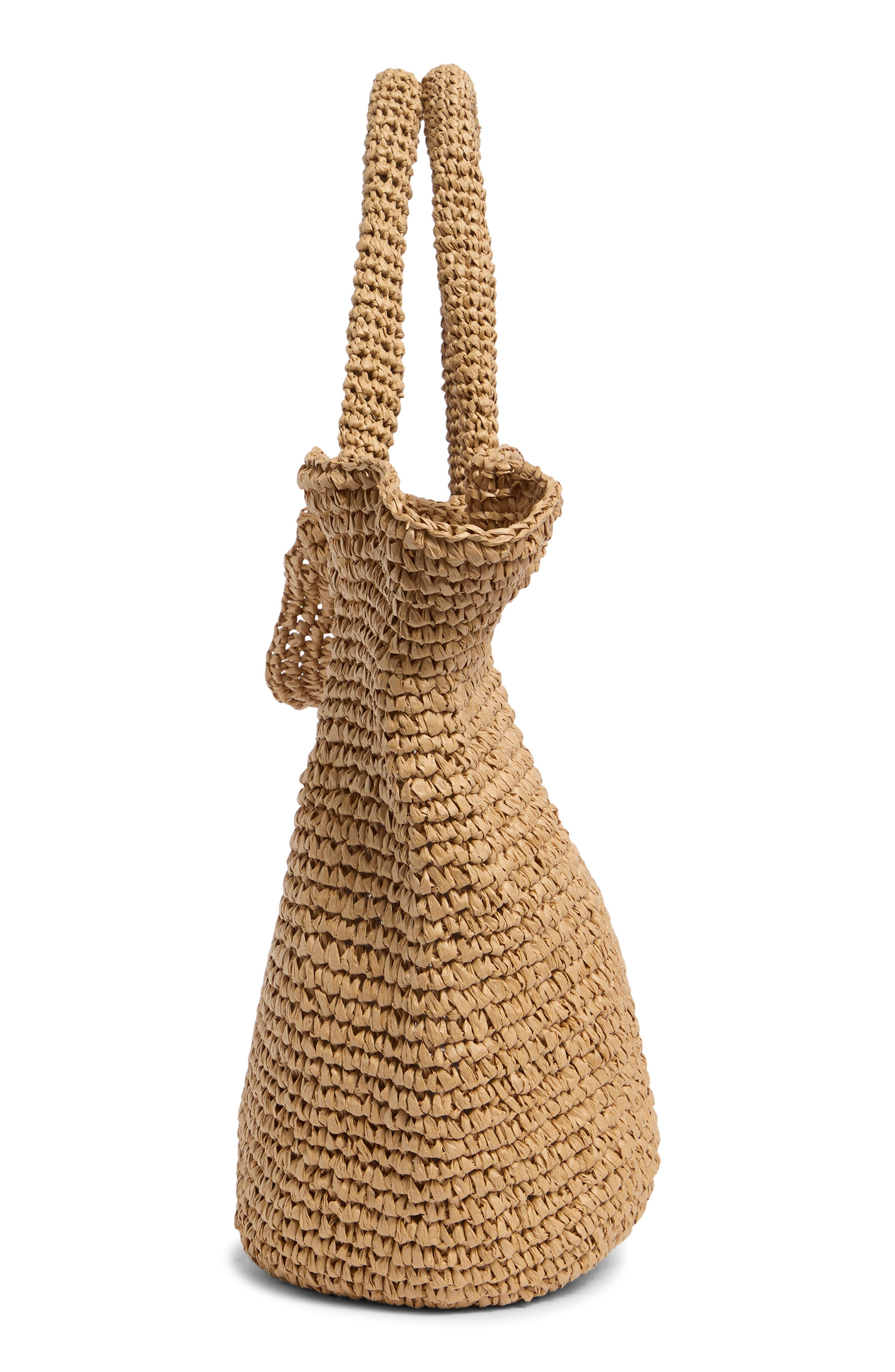 Ruffle Edge Crochet Bag, Alternate, color, DARK NATURAL