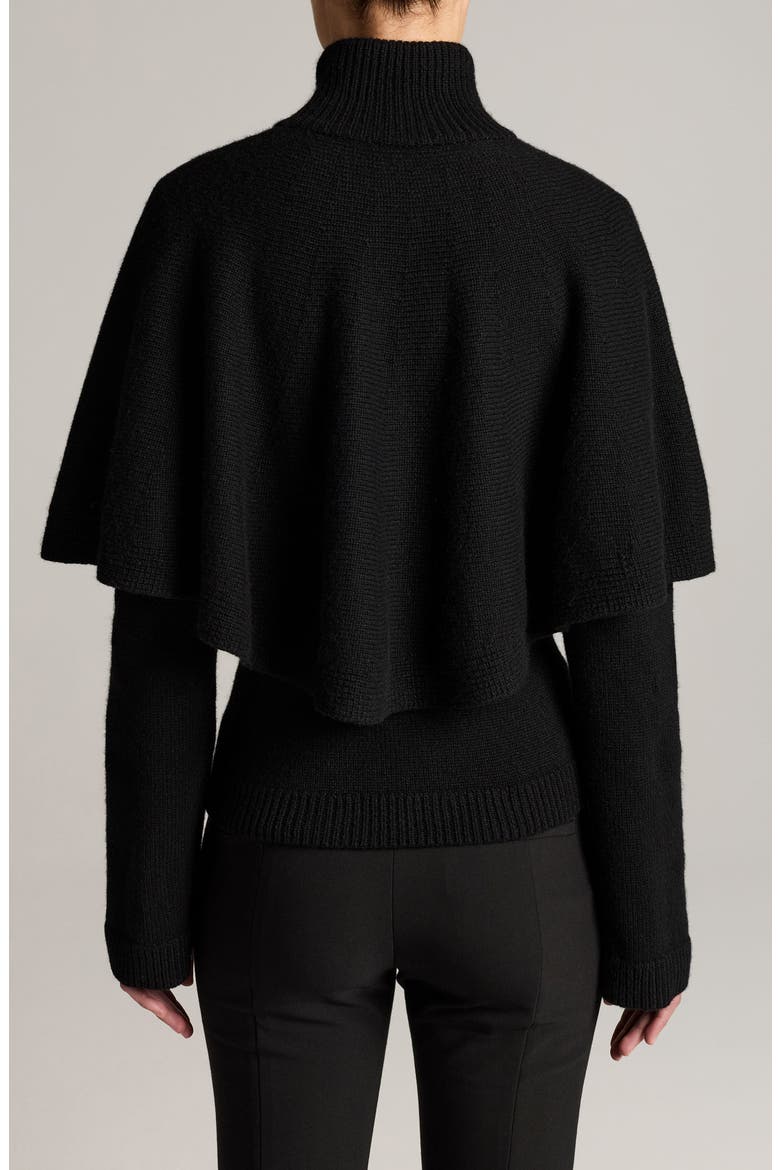 Turtleneck Cape Cardigan, Alternate, color, BLACK