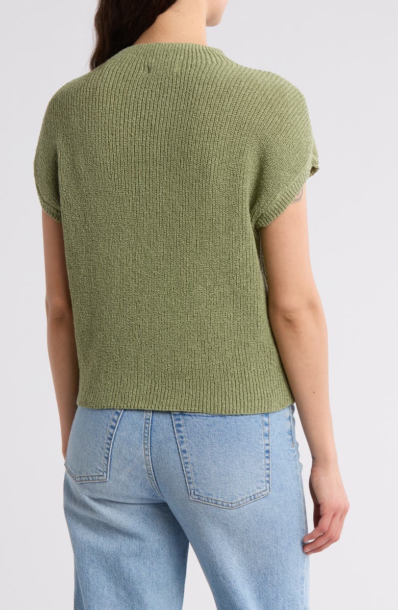 Blu Pepper Mock Neck Cap Sleeve Ribbed Sweater, Alternate, color, Light Olive