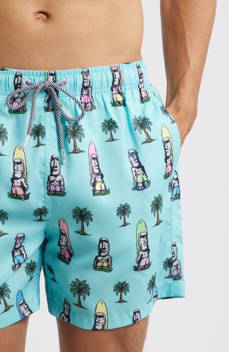 Boardies Island Elders Mid Length Swim Trunks, Alternate, color, Blue