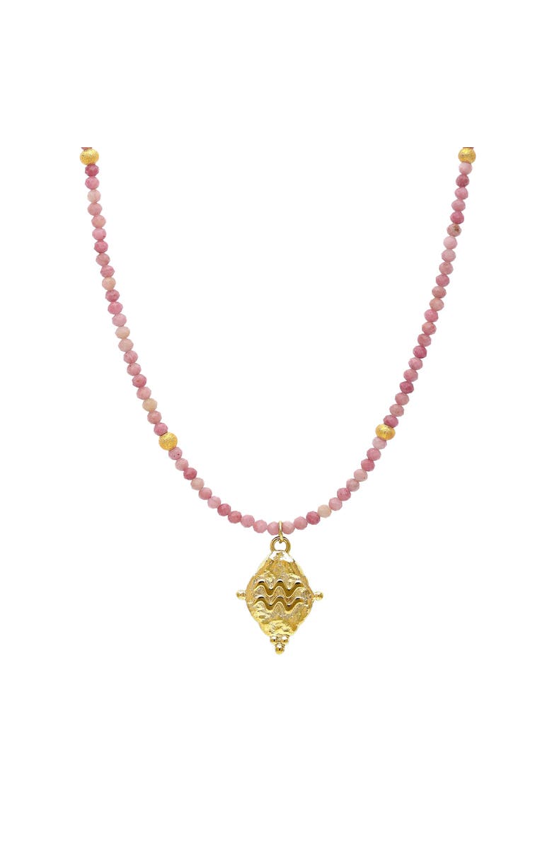 Seven Saints Aquarius Zodiac Gemstone Choker Necklace, Main, color, Gold