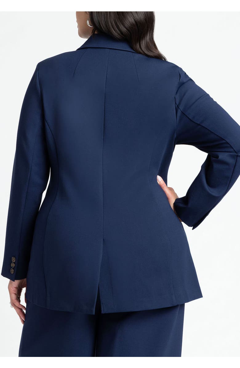 ELOQUII The Ultimate Stretch Long Two Button Blazer, Alternate, color, Maroon Banner