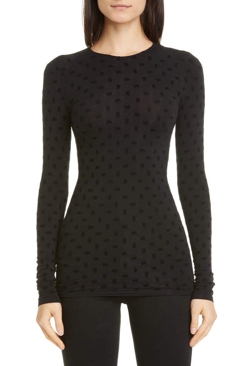 Flocked BB Logo T-Shirt, Main, color, BLACK