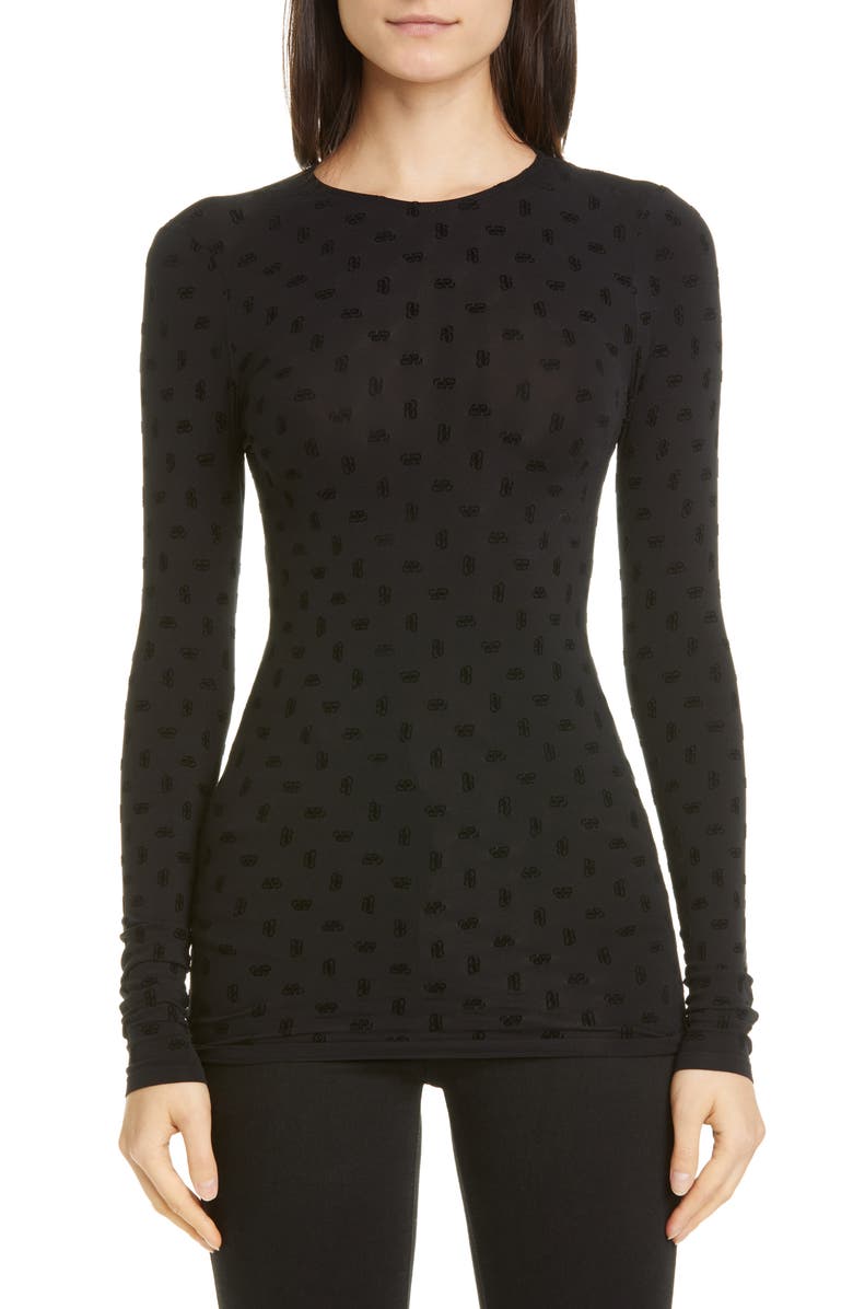 Balenciaga Flocked BB Logo T-Shirt, Main, color,