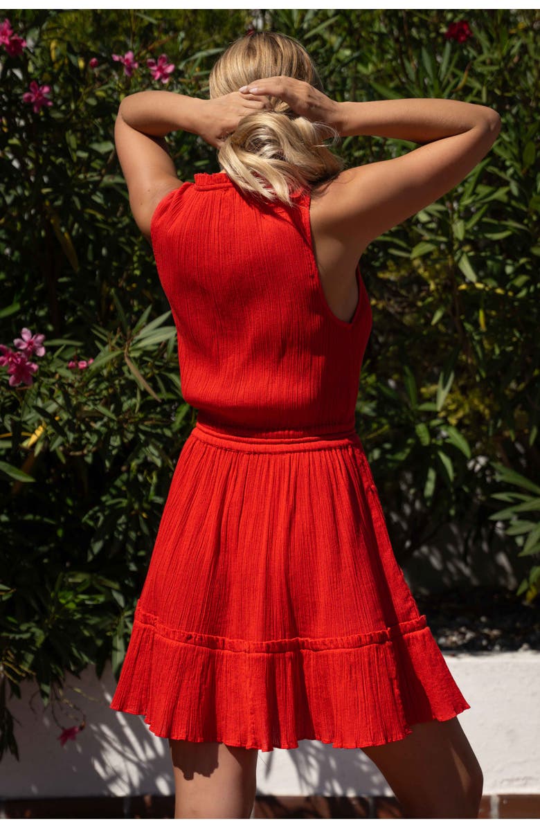 Change of Scenery Beth Smock Waist Cotton Short Dress, Alternate, color, Guava Red