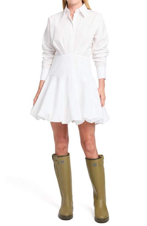 Mila Cotton Poplin Bubble Hem Shirtdress