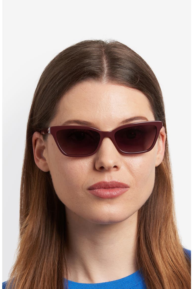 aisha 55mm gradient ectangular sunglasses, Alternate, color, BURGUNDY GOLD/ BROWN SF