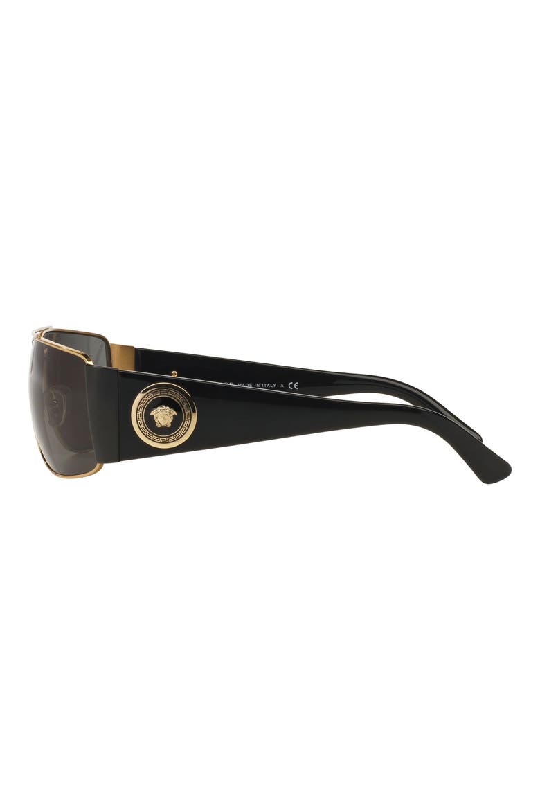 Medusa Medallion 63mm Wrap Sunglasses, Alternate, color, GOLD/ BLACK SOLID