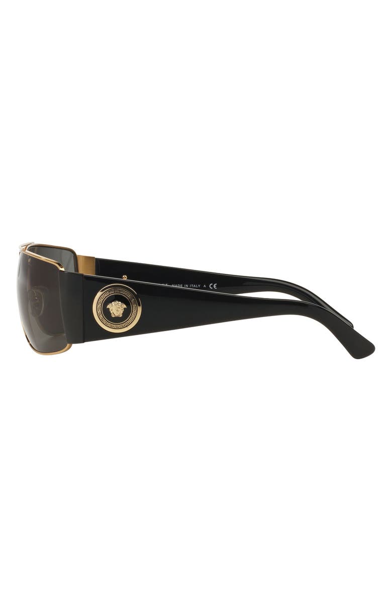 Versace Medusa Medallion 63mm Wrap Sunglasses, Alternate, color, Gold/ Black Solid