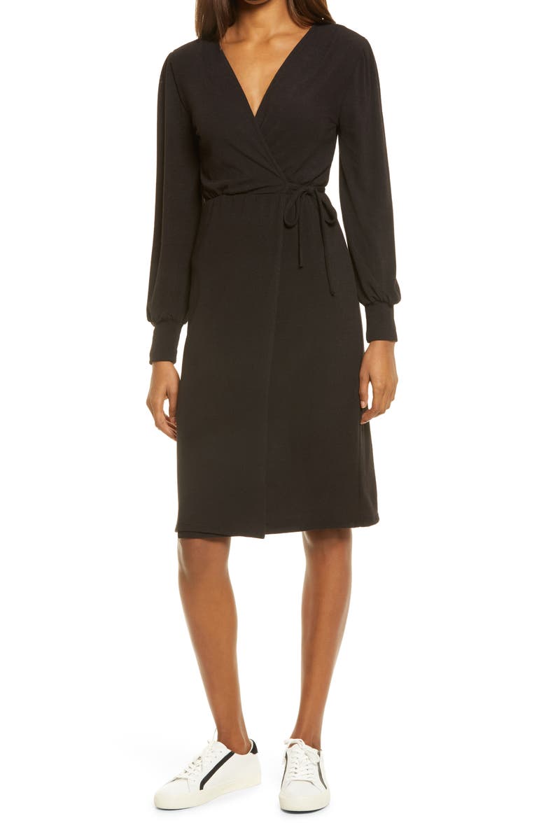 Fraiche by J Wrap Long Sleeve Midi Sweater Dress, Main, color,