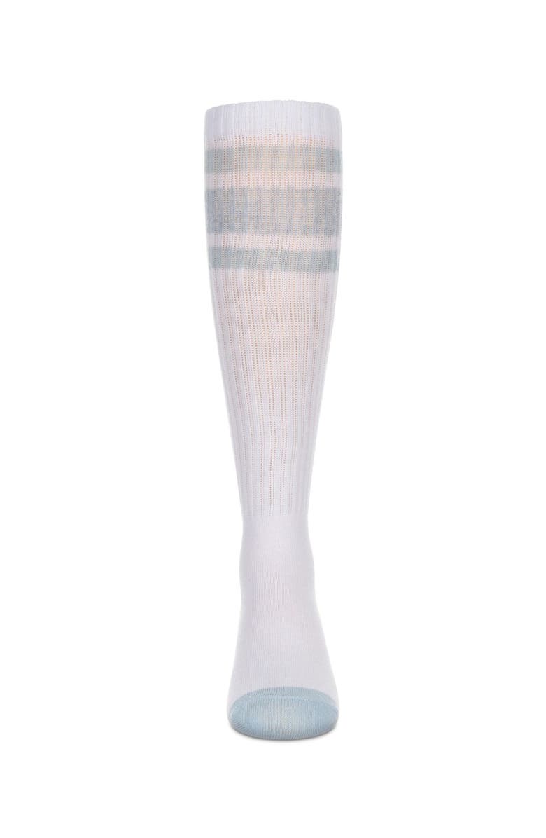 MeMoi Neon Stripe Knee High Socks, Alternate, color, White-Neon Blue