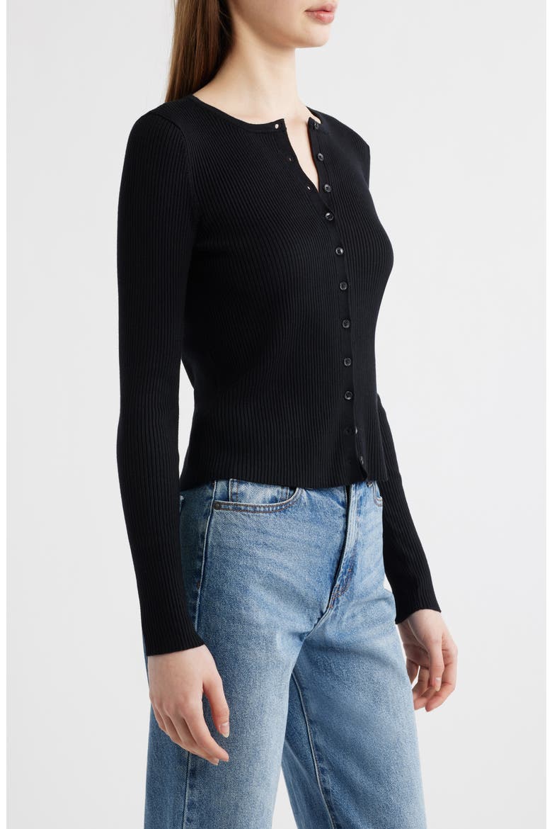Rib Cardigan, Alternate, color, BLACK