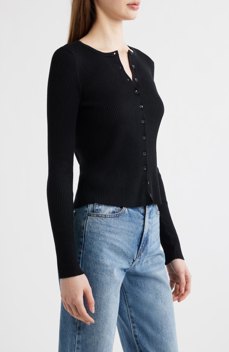 Mavi Jeans Rib Cardigan, Alternate, color, Black