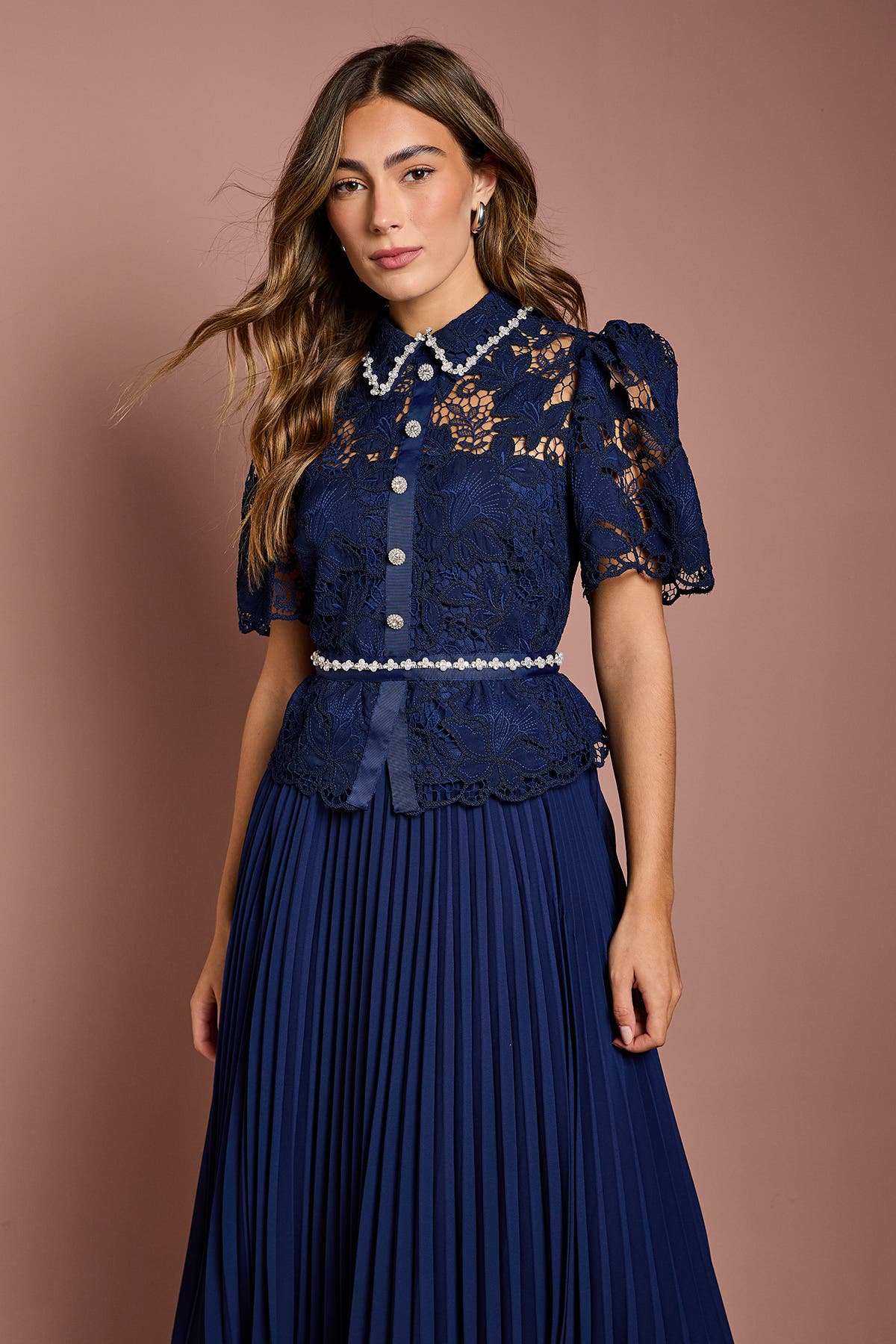 lace bodice pleated skirt dress Coast Women's Lace Bodice Pleated Skirt Midi Dress in Cornflower Blue | Size: 4