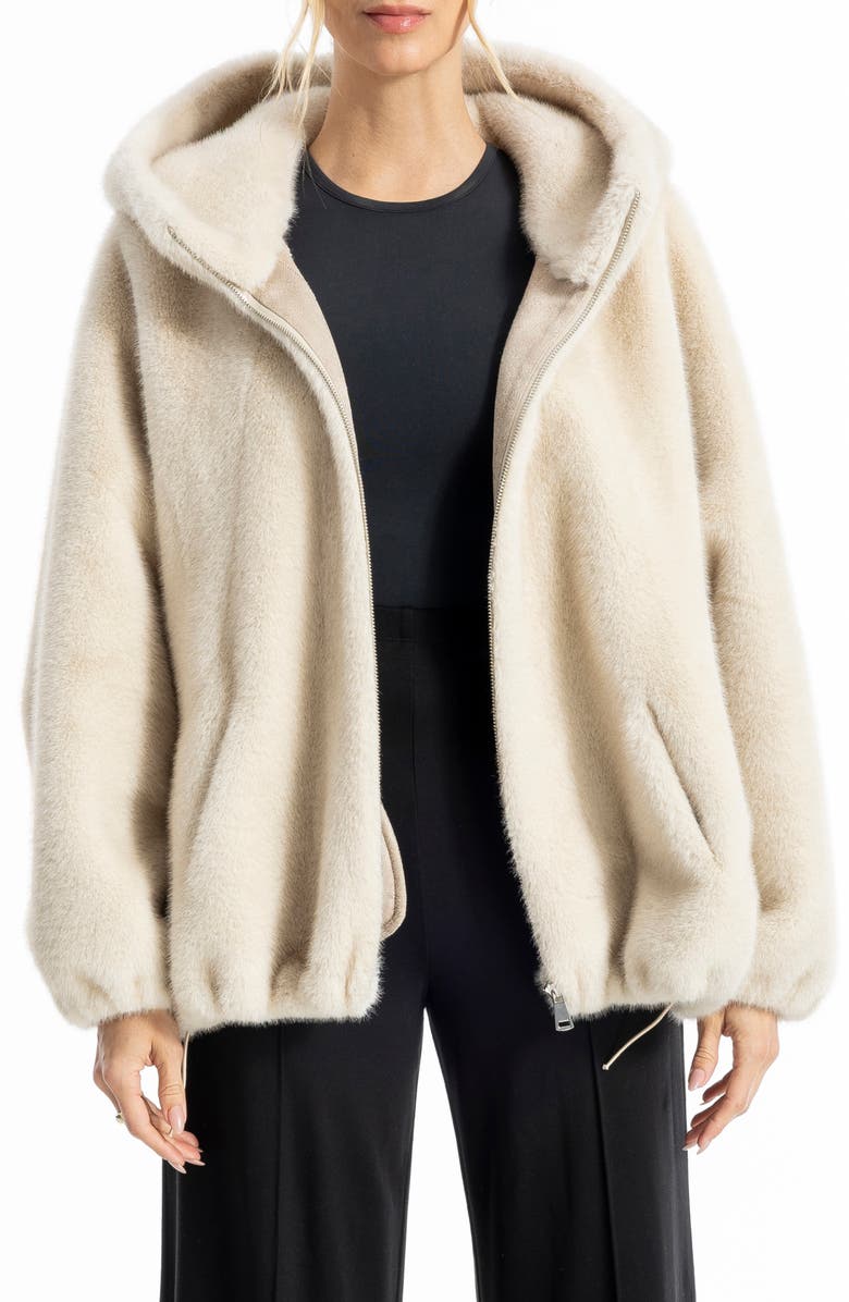 MAX STUDIO Faux Fur Jacket, Alternate, color, Ivory