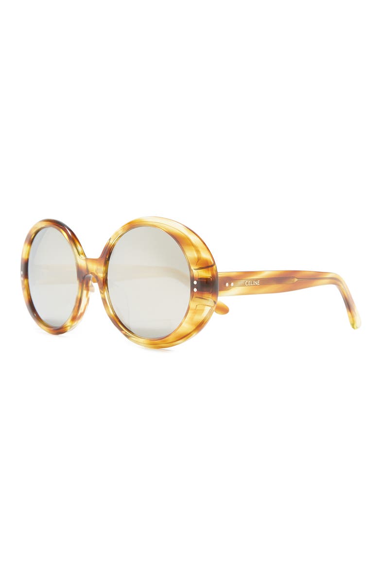 57mm Round Sunglasses, Alternate, color, HAVANA/ OTHER / SMOKE MIRROR