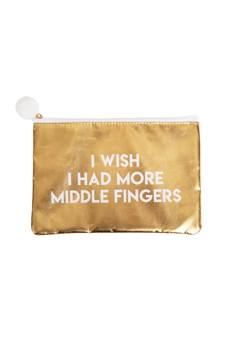 Totalee Gift More Middle Fingers Gold Cosmetic Bag Polyester Gold, Main, color, Gold