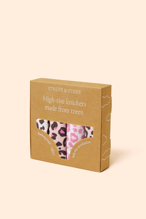 Stripe & Stare High Rise Knicker Four Pack In Liquorice Leopard