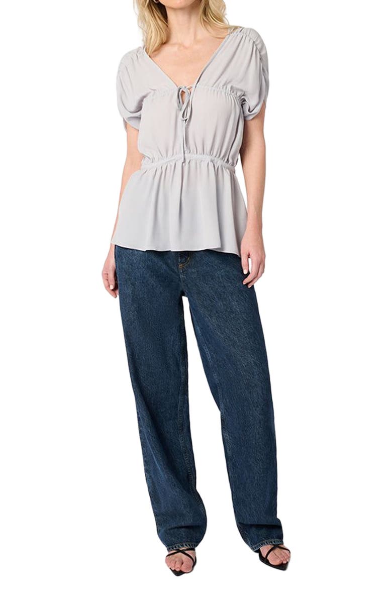 WeWoreWhat Gathered Cap Short Sleeve Top, Main, color, Dove