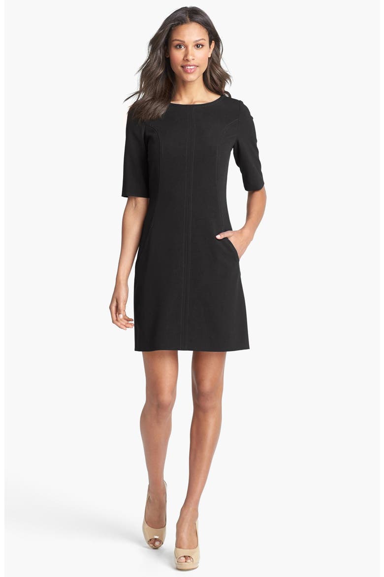 Seamed A-Line Dress, Main, color, Black