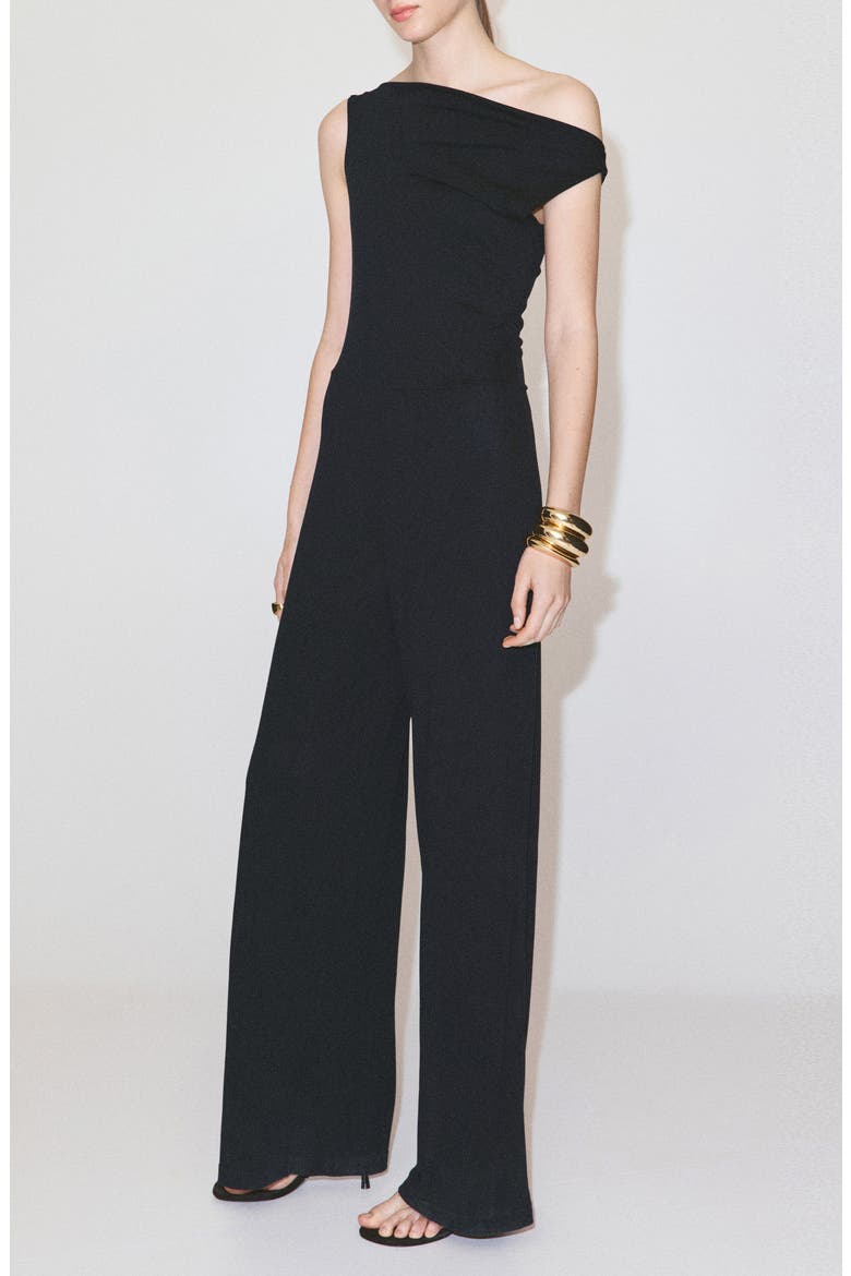 Draped Asymmetrical Jumpsuit, Main, color, BLACK GREY