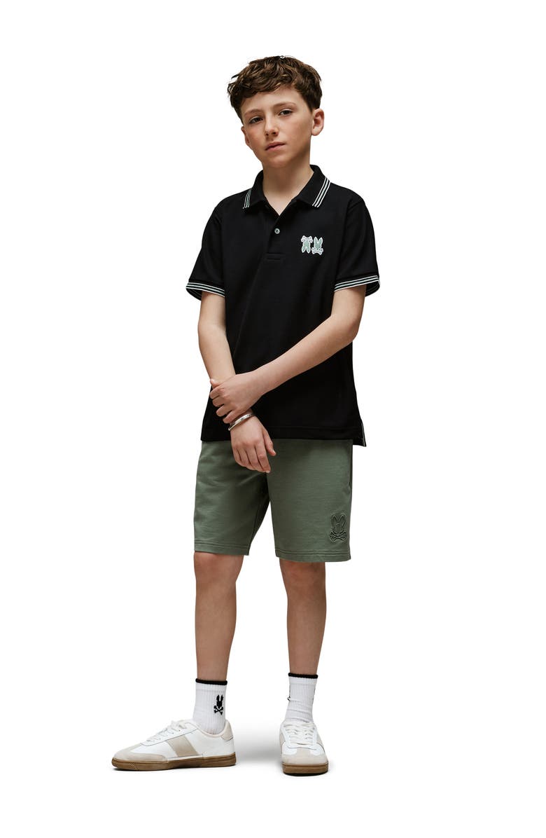 Psycho Bunny Kids' Archive Neon Bunny Cotton Polo, Alternate, color, Black