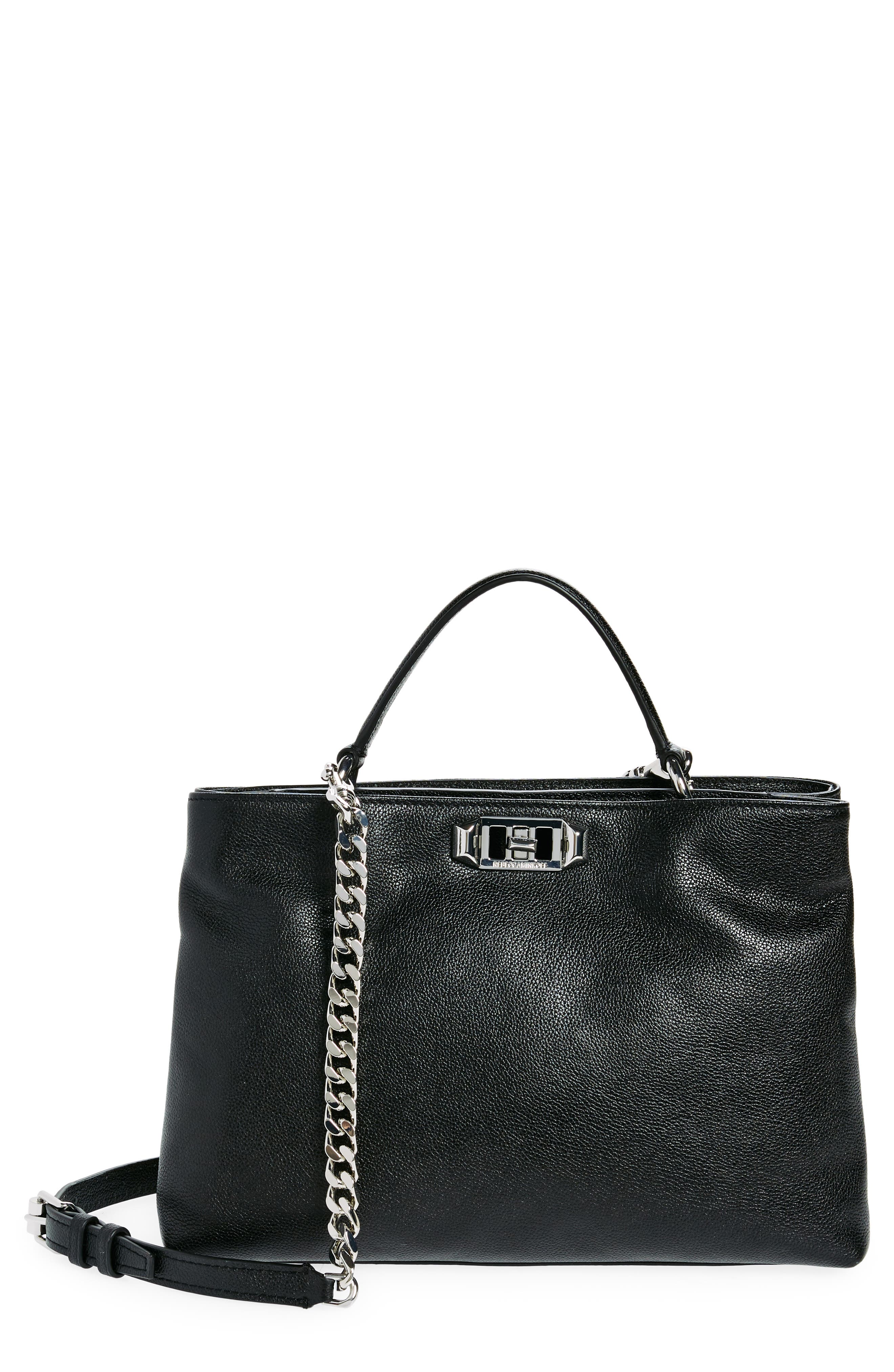 Amour Leather Top Handle Bag, Main, color, BLACK