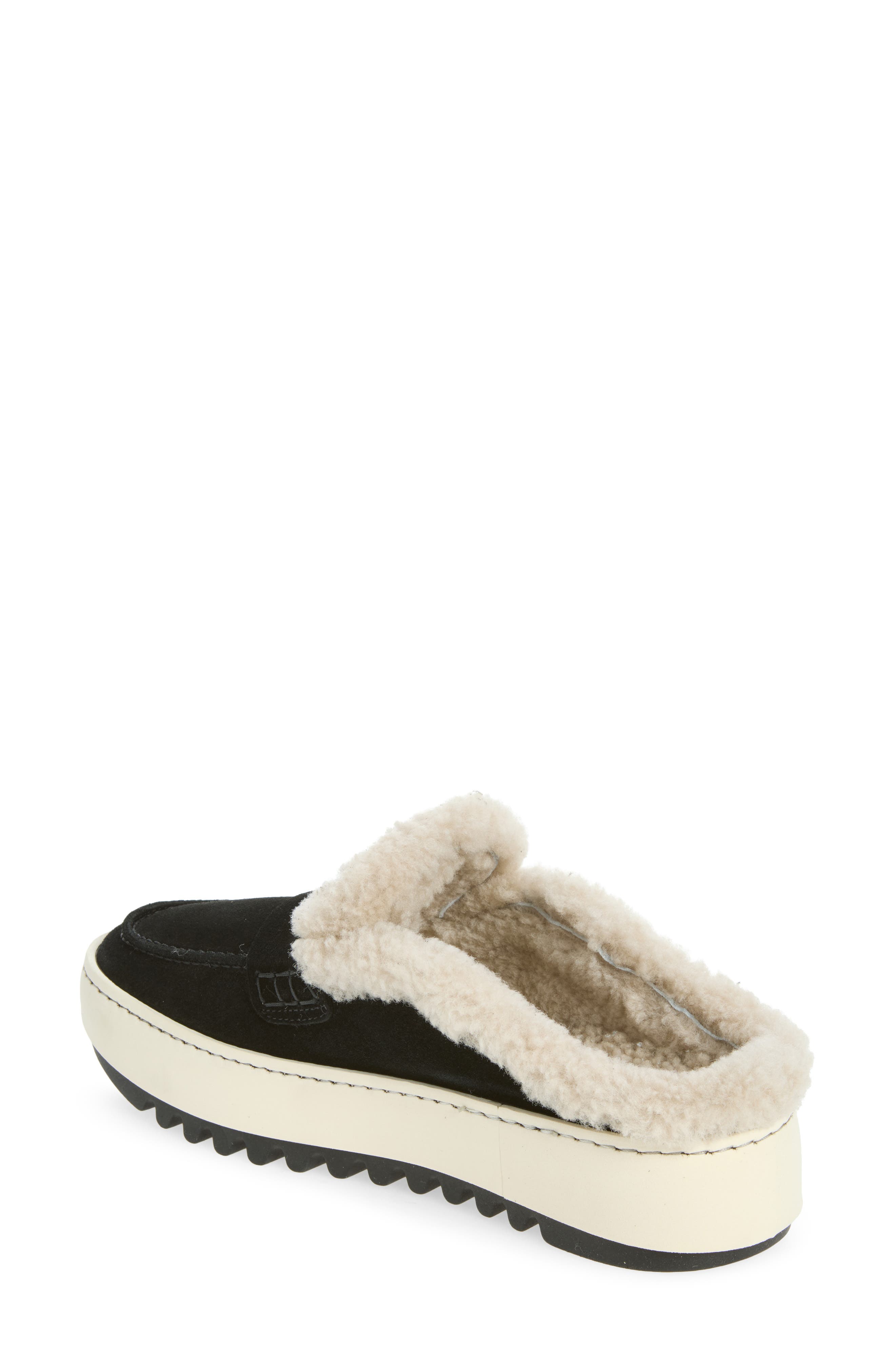 Amata Genuine Shearling Lined Weatherproof Mule, Alternate, color, BLACK/ ECRU