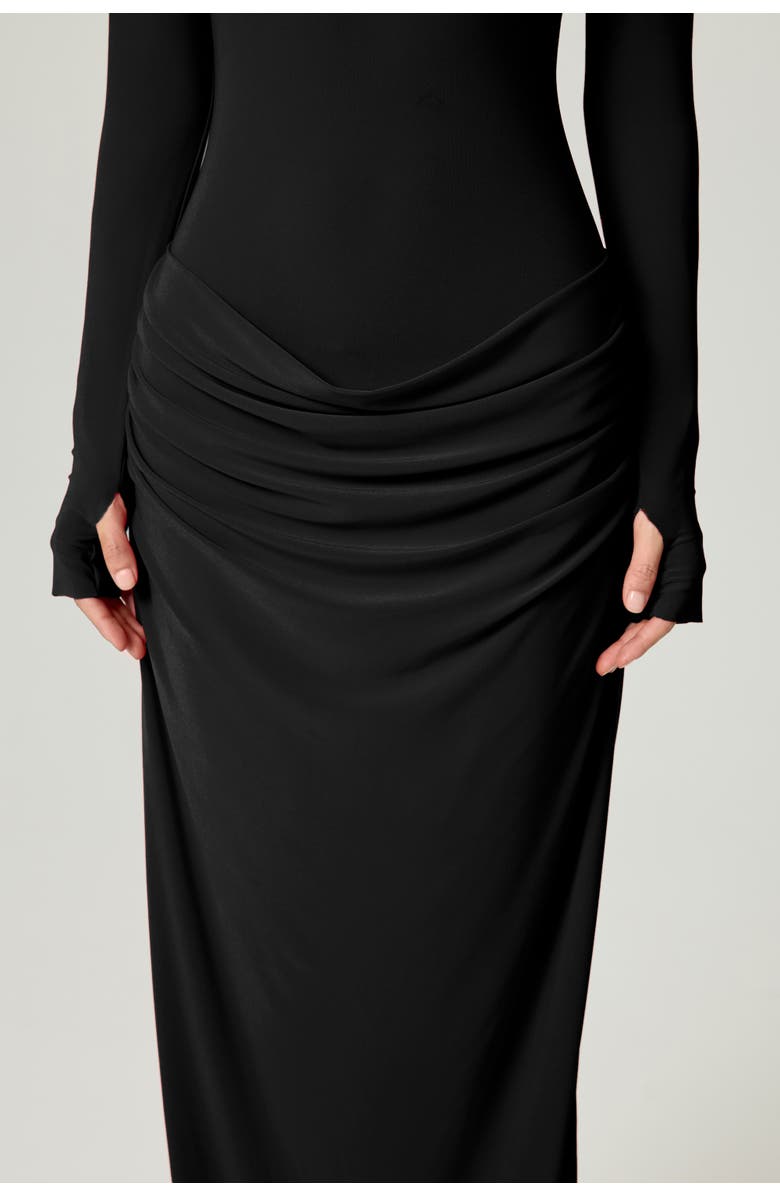 Nocturne High-Neck Ruched Maxi Dress, Alternate, color,