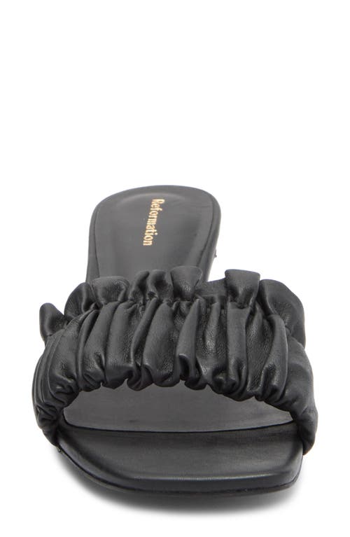 Reformation Shereen Ruched Slide Sandal In Black