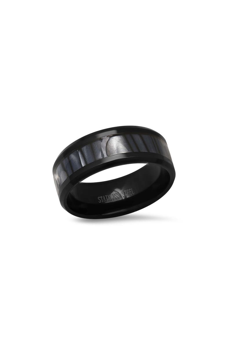 Men's Black Stainless Steel Band Ring, Main, color, BLACK