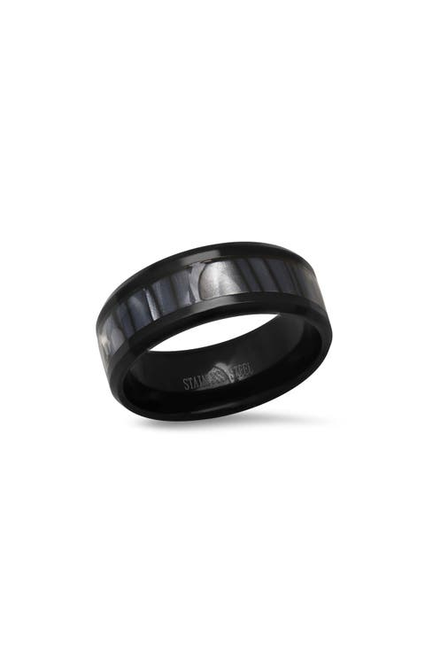 Men's Black Stainless Steel Band Ring