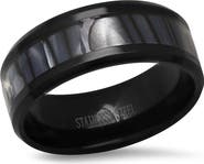 STEELTIME Men's Black Stainless Steel Band Ring