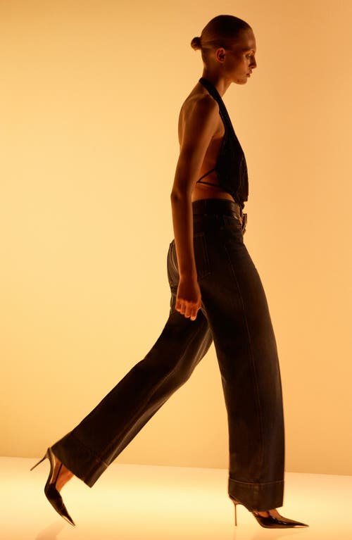 Mango Creased Straight Leg Jeans In Blue